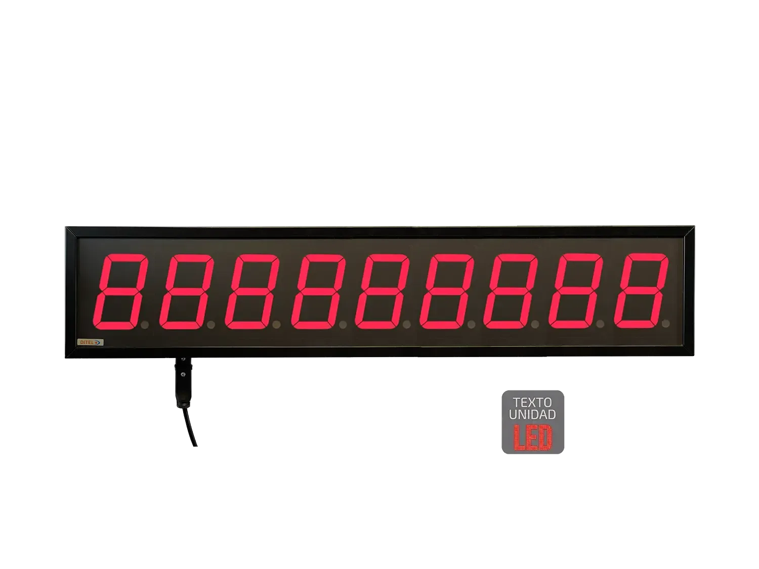 Visualitzador Numerico 100mm, 9 digitos, Sèrie, Ethernet, Wifi +2R, Text LED